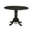 L'ensemble de table de cuisine 3 pièces comprend une table de salle à manger ronde avec Dropleaf et 2 chaises rembourrées en tissu de lin bleu, noir-106914681-106914683-109975832