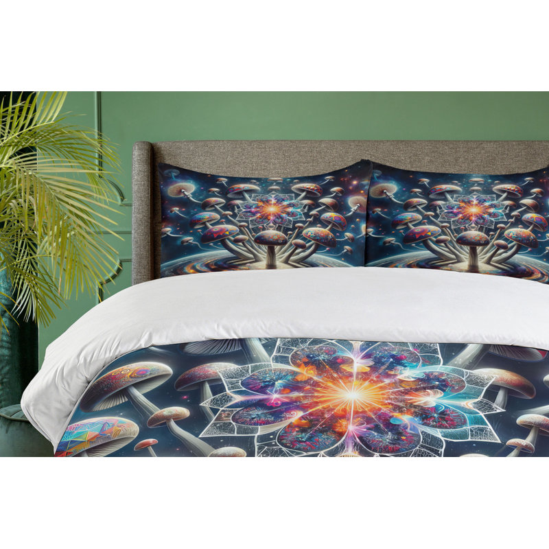 Mushroom Duvet Cover, King Duvet Cover + 2 Standard Shams