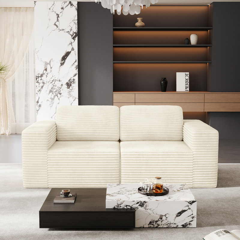 2 Seater Corduroy Sofa, Beige