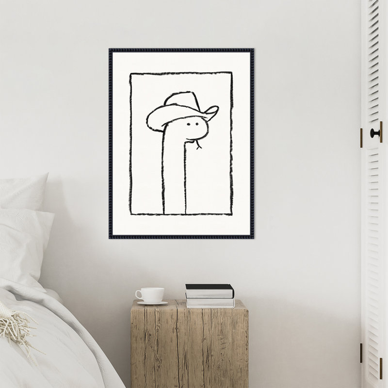«Squiggles the Snake In a Stetson» par Kenetha, reproduction d'art sur toile encadrée, H 30 po x l 23 po