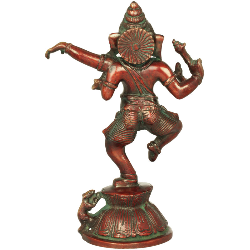 Ganesha dansant en laiton, Or / rouge