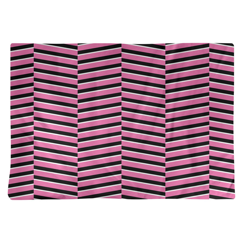 Napperon en coton 18 po à rayures fracturées, Rose/noir, polyester