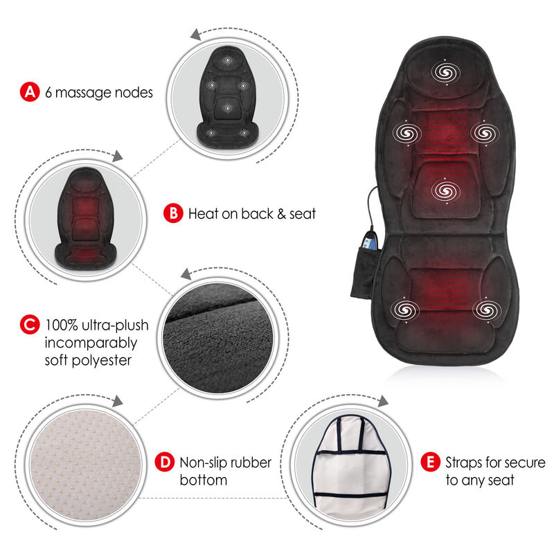 Coussin de siège Snailax Vibration Massage avec chaleur (noir), SL-262PB