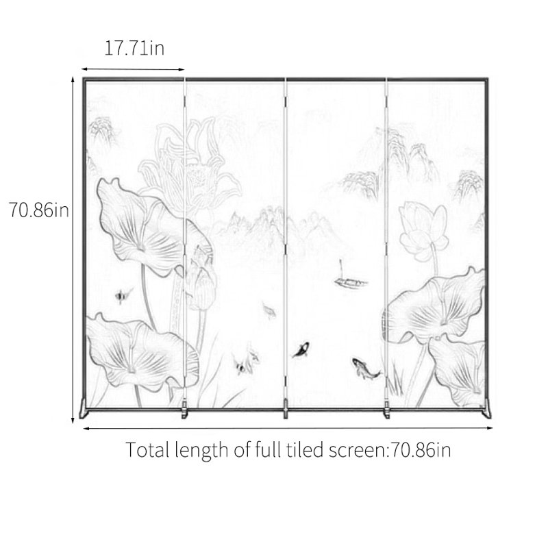 Cloison écran pliable, H 70,86 po x l 70,86 po x P 1,37 po