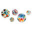 Motif géométrique triangulaire Revival - ensemble d'art mural moderne rond géométrique de 5