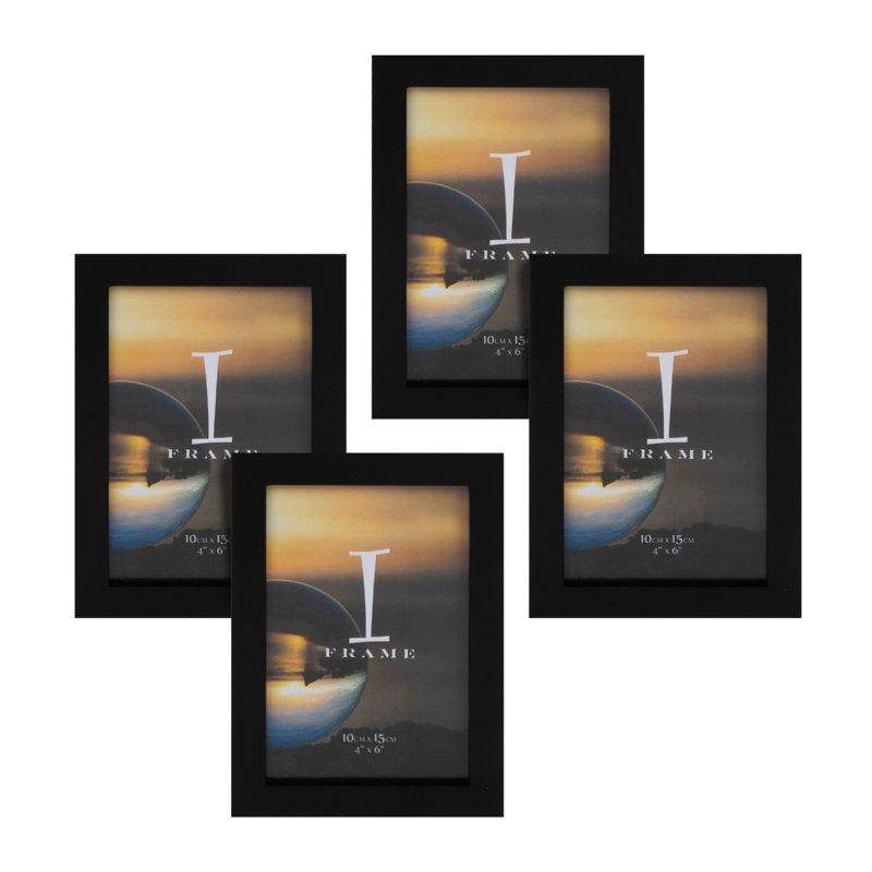 Jessabel Black Mirrored Picture Frame - Set of 4 with Mat
