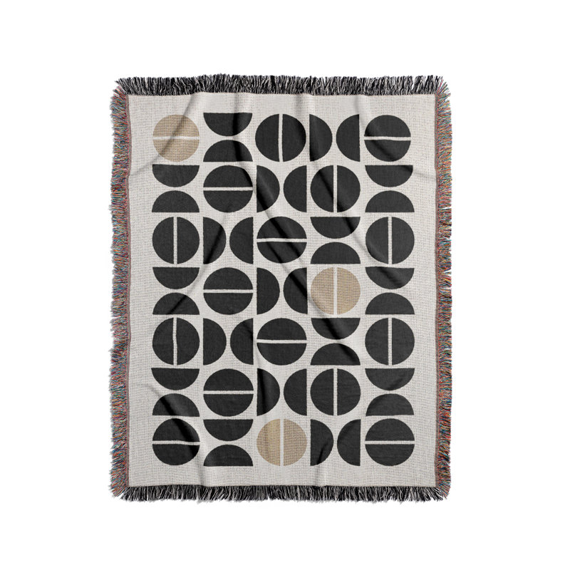Jeté en mélange de coton Barro, L 60 po x l 50 po, Beige / noir / blanc cassé