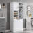 Tall Storage Cabinet With Adjustable Shelves, Large Flip-Out Basket & Enclosed Cabinets – Perfect For Bathroom, Living Room, Or Office, MDF Material With Aluminum Alloy Handles-1285130376