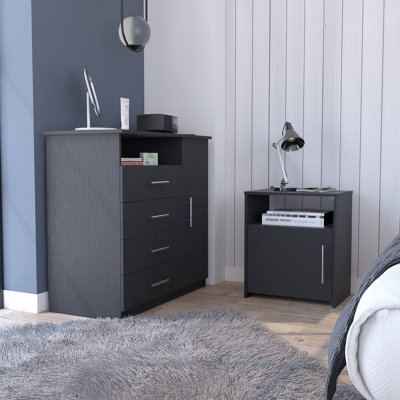 Ensemble de chambre à coucher 2 pièces avec commode et table de chevet Maine