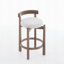 Ensemble de 2 tabourets de bar pivotants avec structure en bois massif et revêtement en lin-608899610-608899611