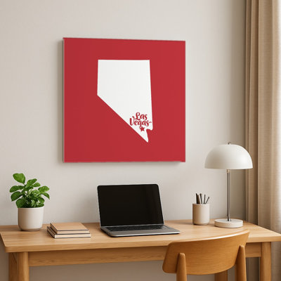 Home Sweet Las Vegas — Silhouette de l'État du Nevada — Décoration murale carrée en métal