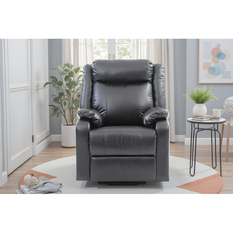 Amadora Faux Leather Rocker Recliner, Gray