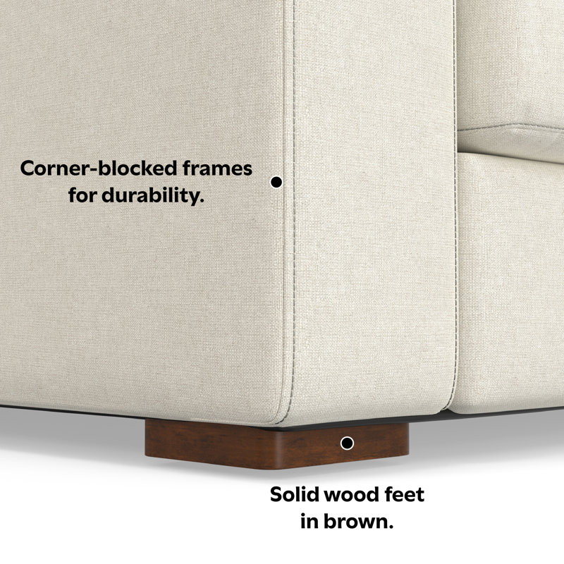 Tatum Large Deep Seater Right Sectional Sofa L-Shaped Performance Fabric Sofa in Contemporary Style, Cream