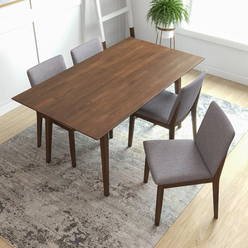 Keiran-Neely 4 - Person Solid Wood Solid Wood Top Four Leg Dining Set, Gray
