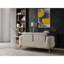 Causeuse Zoe de style moderne faite de bois et d'accents dorés crème-459543865