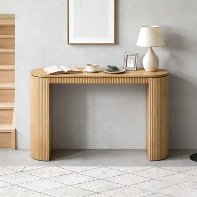 Curved Design Console Table with Unique Vertical Stripe Design