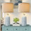 Ensemble de 2 lampes de table en céramique pour salon, lampes de table modernes avec abat-jour en lin, lampes de ferme pour chambre à coucher avec interrupteur rotatif, ampoule non incluse