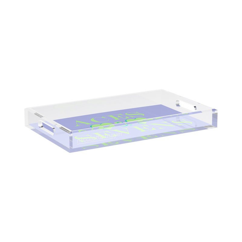 Abstract Decorative Tray, 2" H x 17" W x 10.5" D, Lime Hydrangea