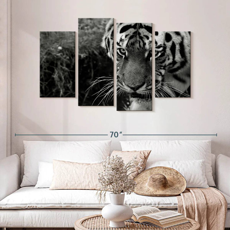 Brampt Black And White Tiger, 32" H x 52" W