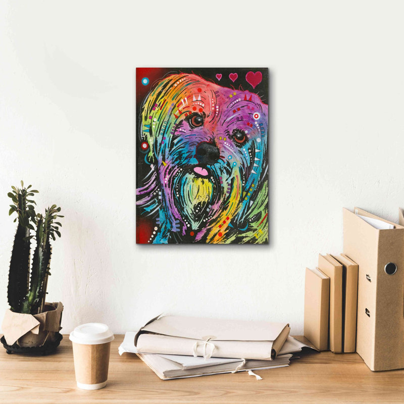 «Maltese Pup» par Dean Russo, art mural sur toile, H 16 po x l 12 po x P 0,75 po