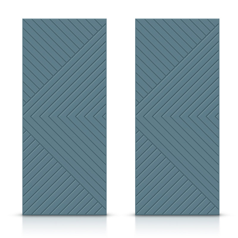 Portes à panneaux coulissantes doubles à panneaux, Bleu dignité, 48 po x 80 po