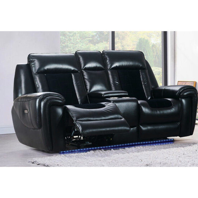 Tissu contemporain inclinable avec DEL, largeur de produit de 38,6 po, velours noir élégant, puissance de 38,6 po 3