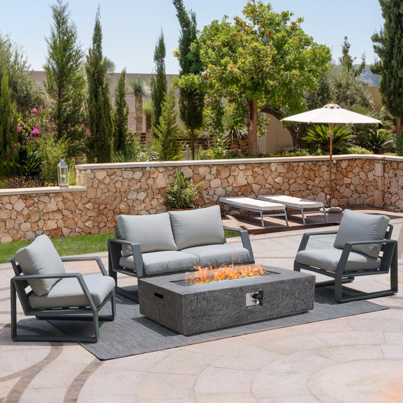 Gray Rectangular Slate Fireplace