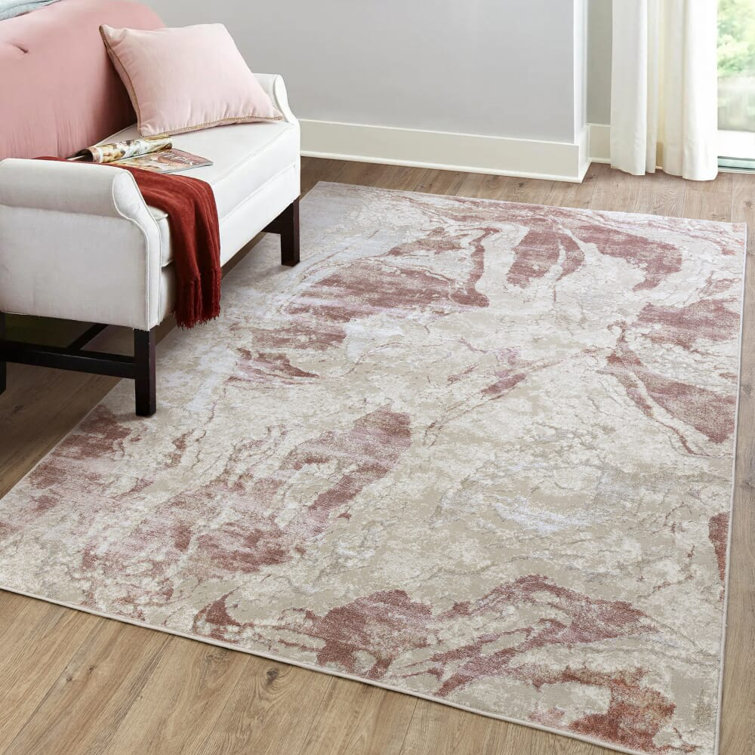 Anandita Abstract Pink/Beige/Cream Area Rug