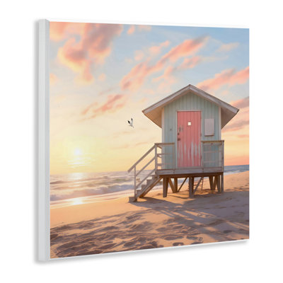 Plaque de porte rose Beach Hut, design par LSR Design Studio