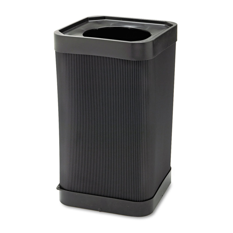 Black 38 Gallon Plastic Commercial Trash Receptacle
