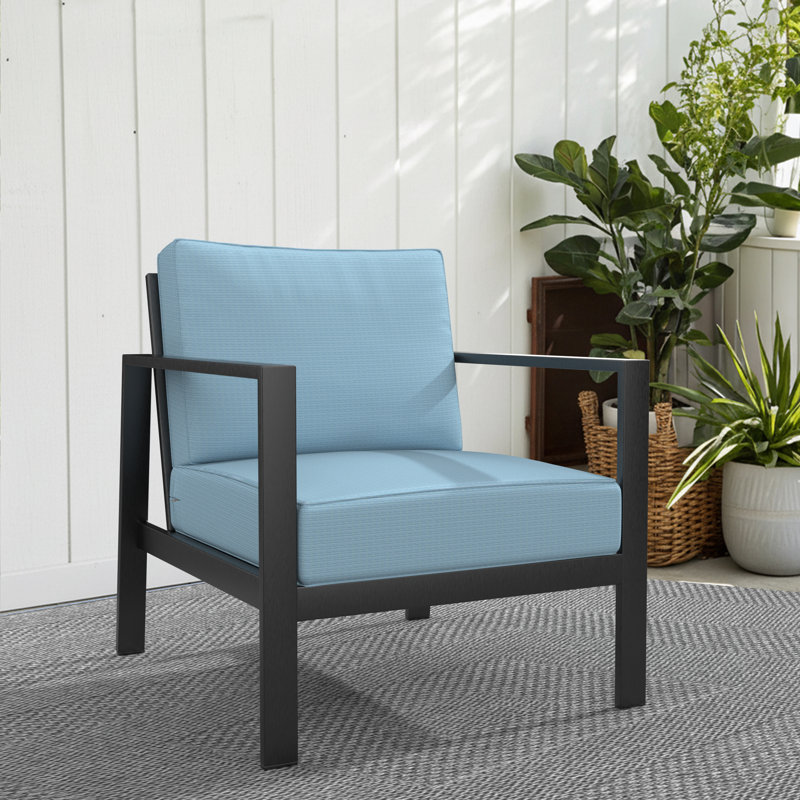 Outdoor Sunbrella Lounge Chair Cushion, Canvas Air Blue Sunbrella® Canvas