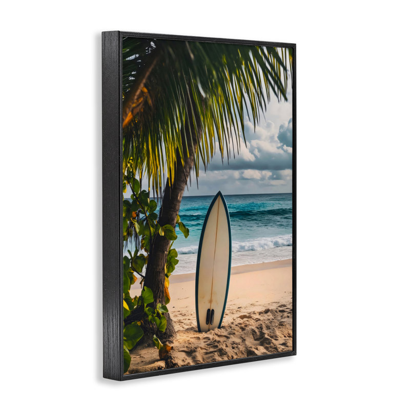 «Seaside Surf Adventure», estampe numérique, design par LSR Design Studio, Giclée encadrée noir minuit, H 24 po x l 16 po