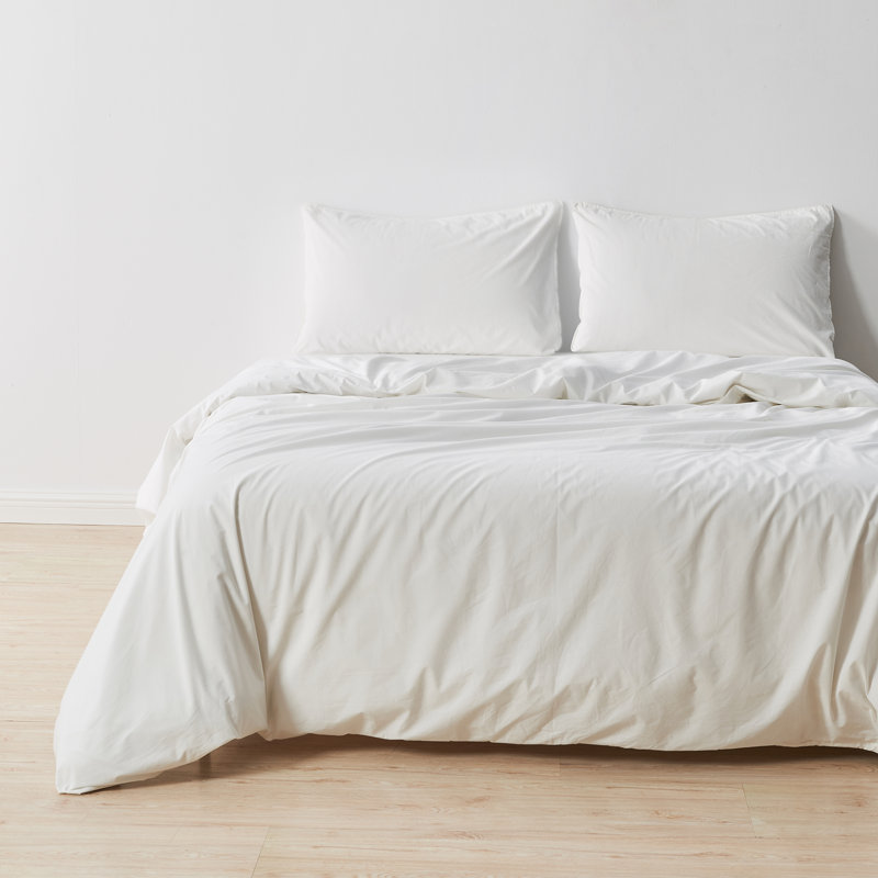 Cloud White Pima Cotton Percale Queen Duvet Set