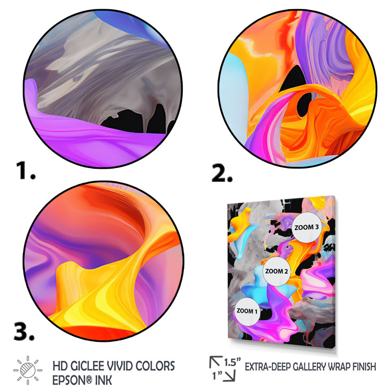 Peinture rose et bleue Fusion III - Art mural abstrait, Cadre flottant doré, H 20 po x l 12 po x P 1 po