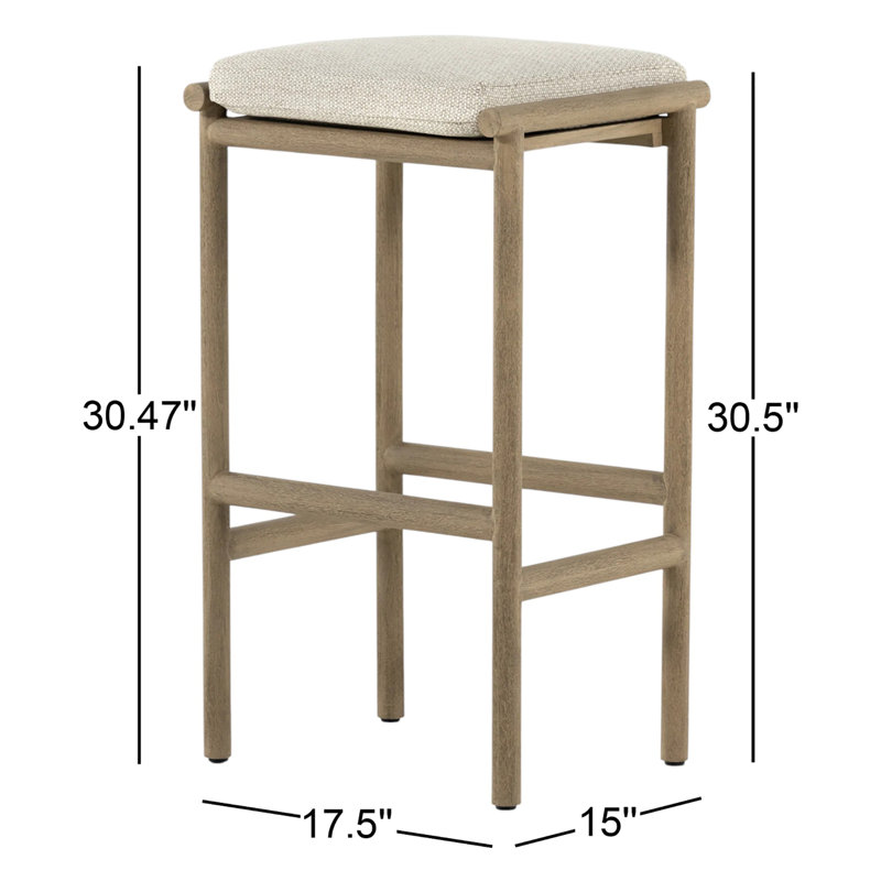 KYLA Outdoor Teak Bar Stool, Bar Stool (30.47” Seat Height)