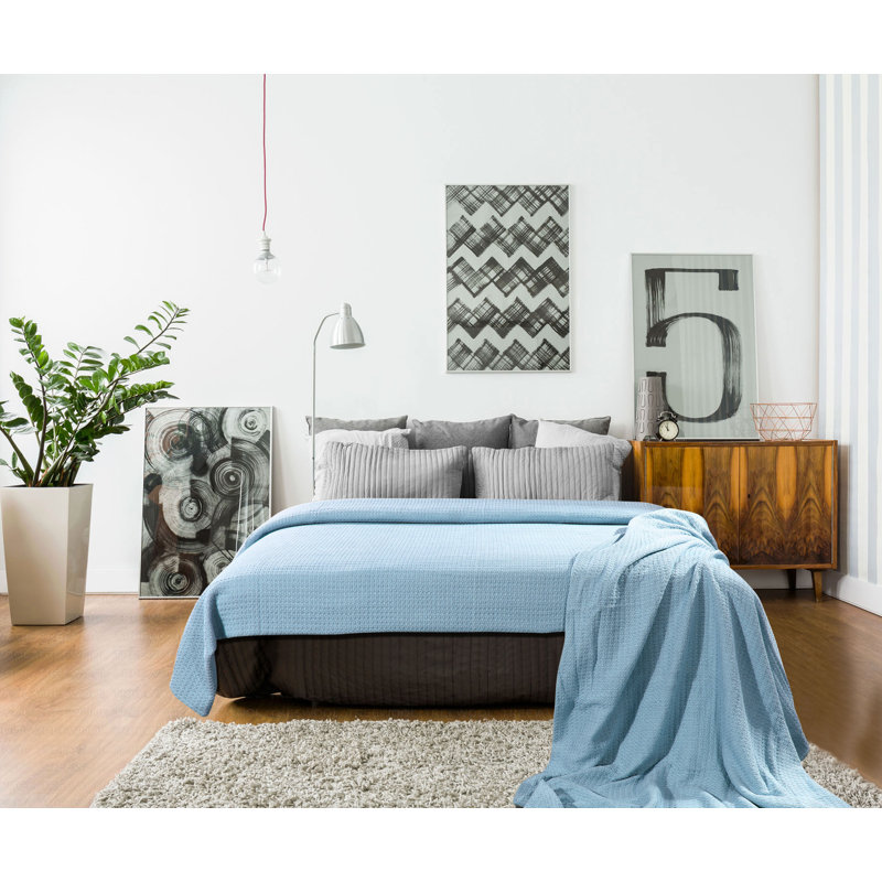 Hand Woven Throw Blanket, King, Blue