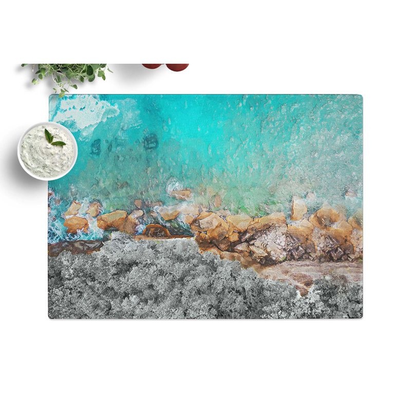 Tempered Glass Atuh Beach in Bali Indonesia Chopping Board, 39 cm x 28.5 cm