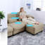 Canapé d'angle modulaire 4 places en chenille camel pour salon moderne