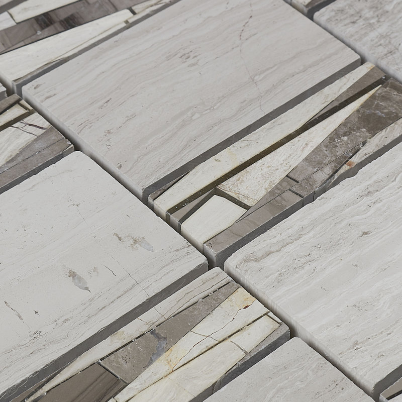 Stone Mosaics Abstract 12" x 12" Polished Natural Stone Field Tile in Chenille White
