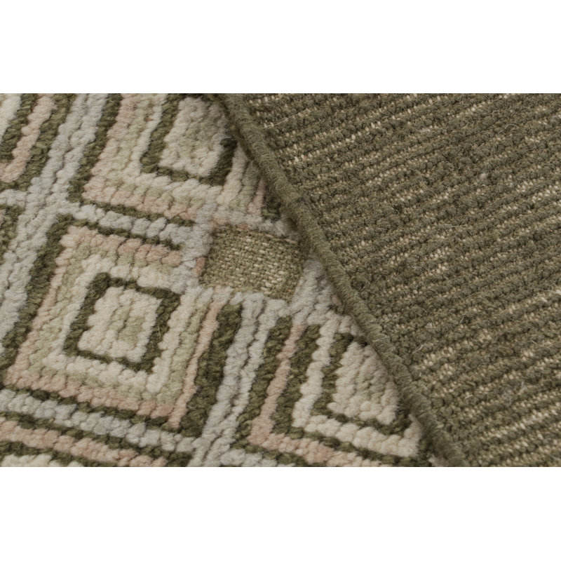 Art Deco Hand Knotted Wool Geometric Area Rug, Rectangle 5' x 7'