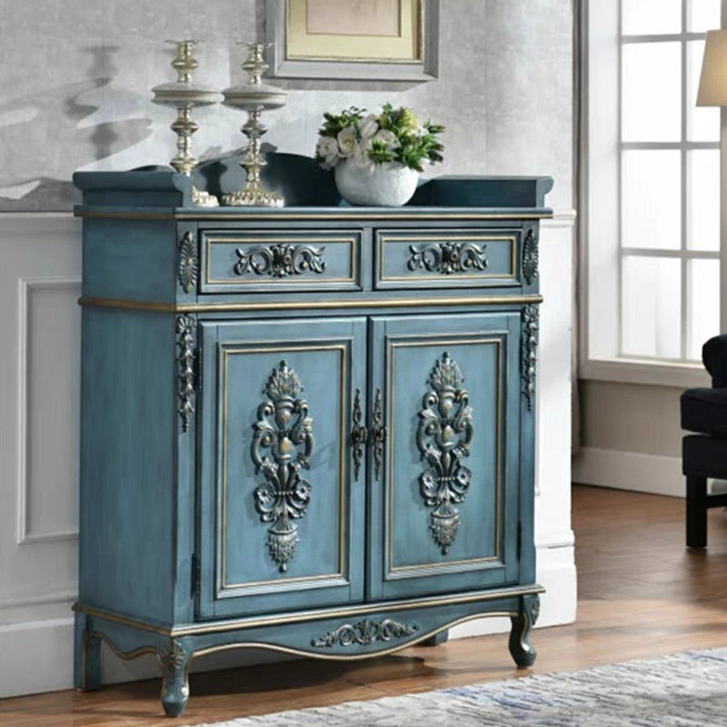 Retro Multifunctional Storage Cabinet Solid Wood Accent Cabinet