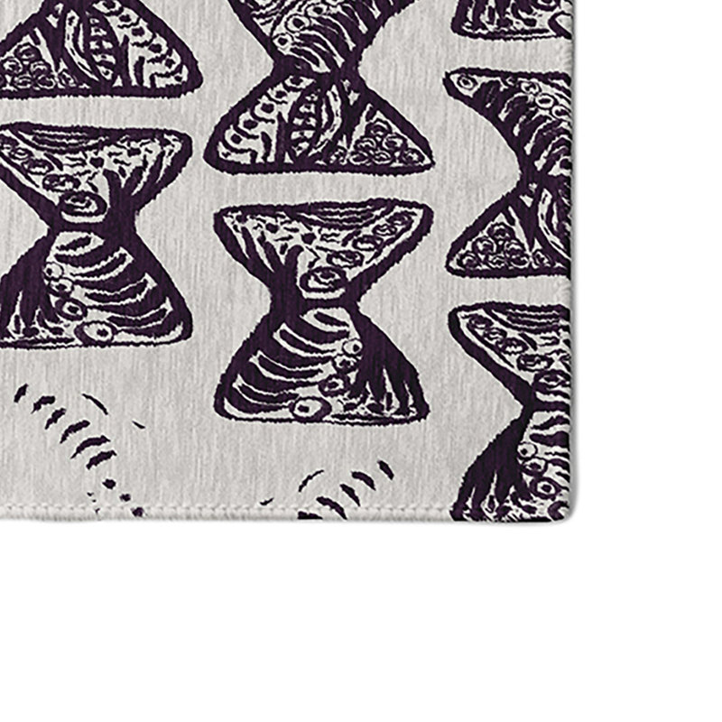 Tapis géométrique mauve / gris, Rectangle 4 pi x 6 pi