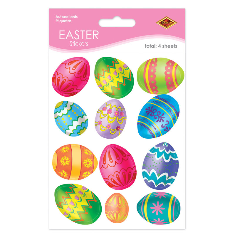 Easter Egg Stickers - 4Â¾" x 7Â½" - Pack of 12