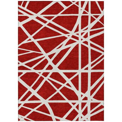 Zephina Red Washable Indoor-Outdoor Rug - 