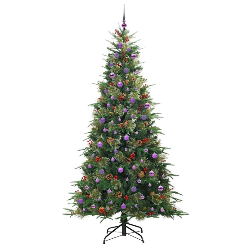 Artificial Hinged Christmas Tree Green PE and PVC, 7.87' H, Green/Purple