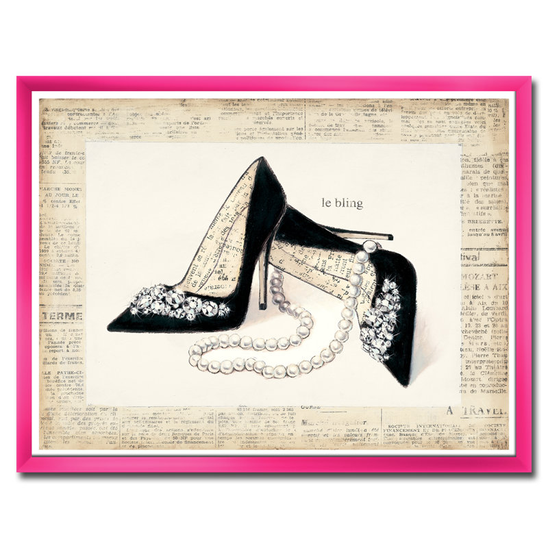 Glamour Black Diamond Stiletto I - reproduction d'art sur toile, H 30 po x l 40 po x P 1,5 po, Encadré rose