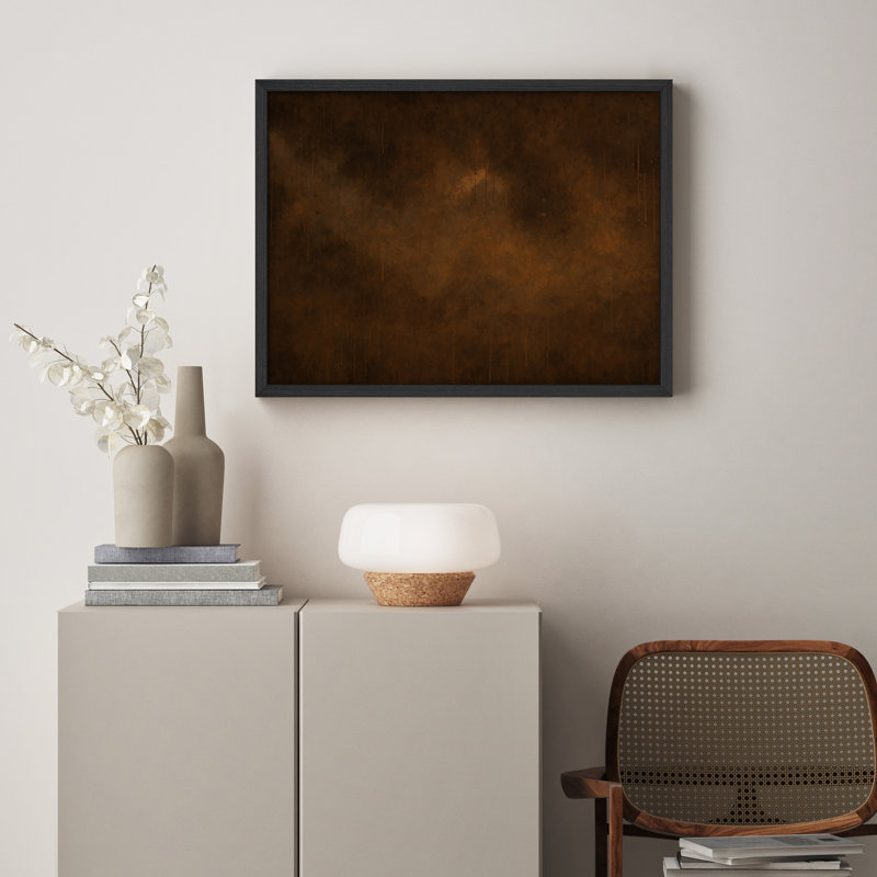 «Rustic Burnt Umber», reproduction d'art murale encadrée abstraite moderne pour bureau ou bureau, H 8 po x l 10 po, Noir