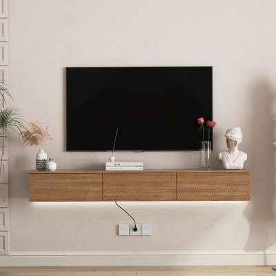 Meuble télé mural avec 16 couleurs, meuble télé flottant pour téléviseur de 65 pouces