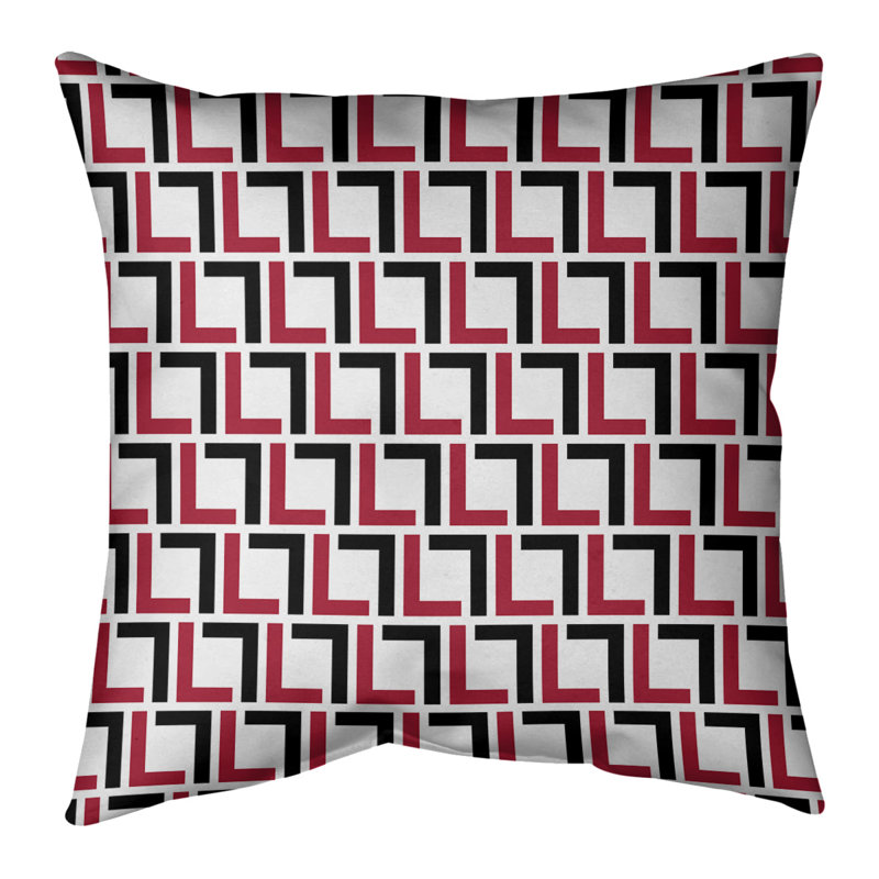 Housse de coussin Atlanta, Blanc /Rouge, 16" x 16", Simili daim