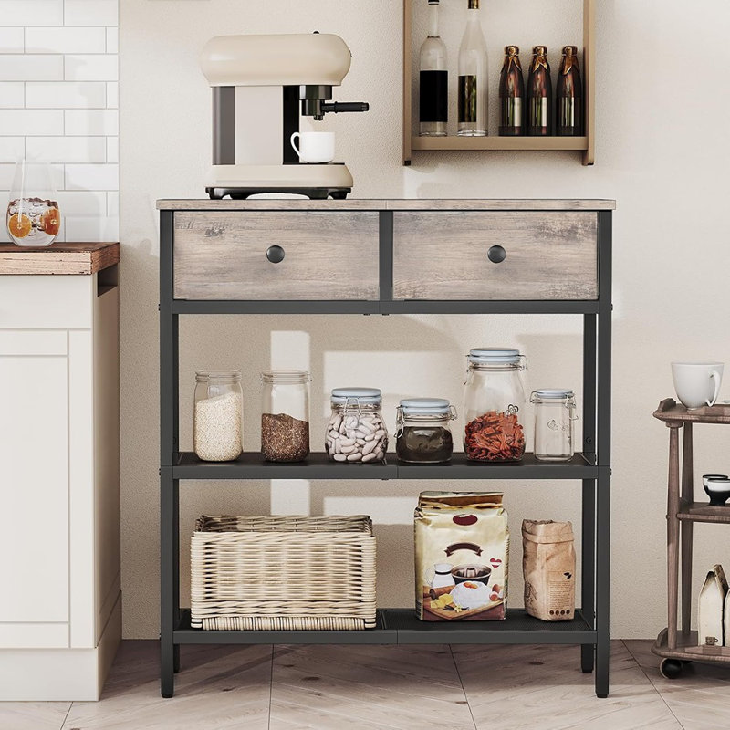 Narrow Console Table With 2 Fabric Drawers, Small E...